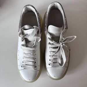 Alexander McQueen White Sneakers with Glitter Detail